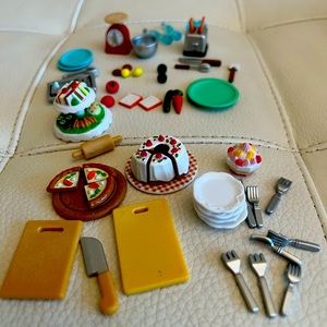 Calico Critters kitchen accessories and food